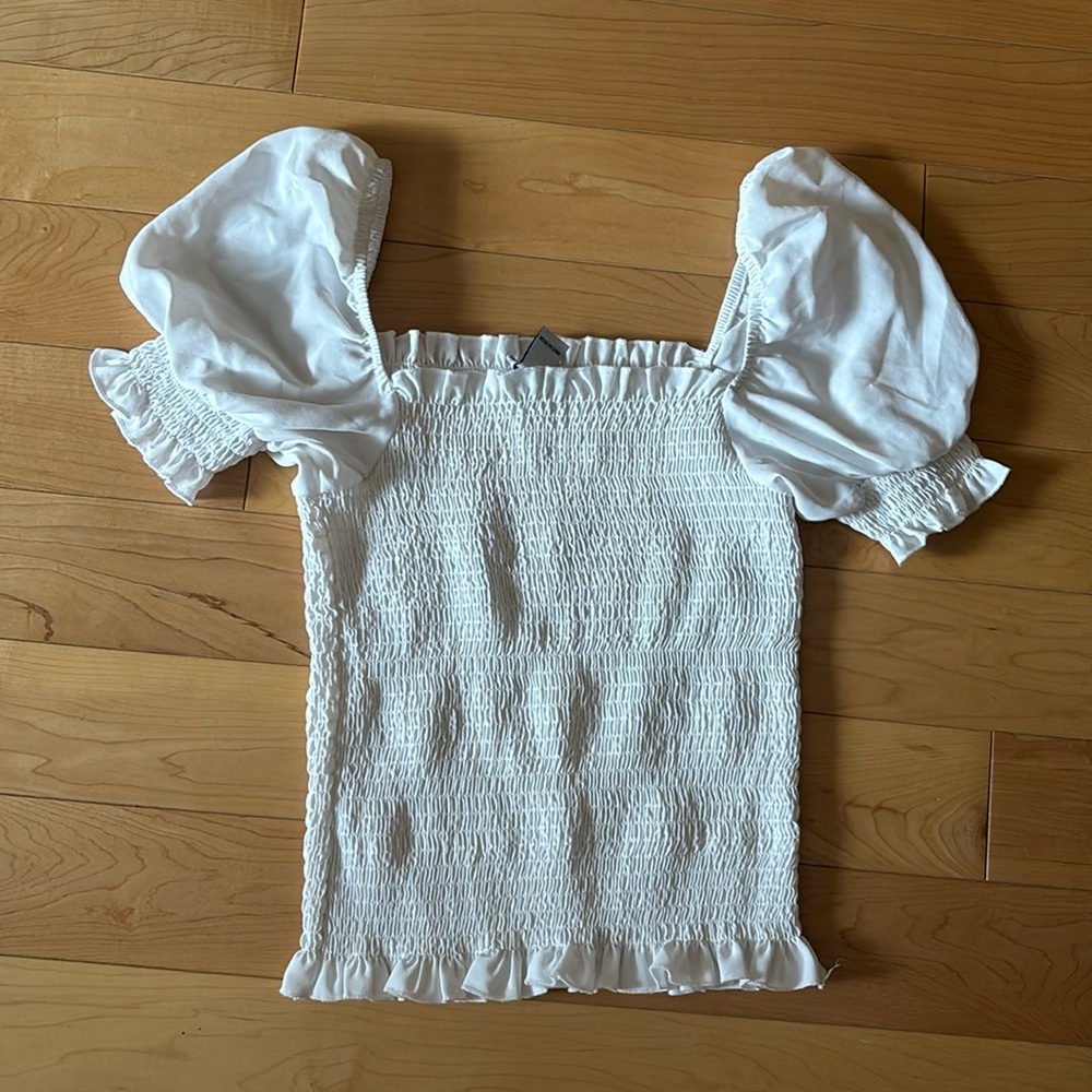 ReVamped Short Sleeved Smocked Blouse / Top -NWOT